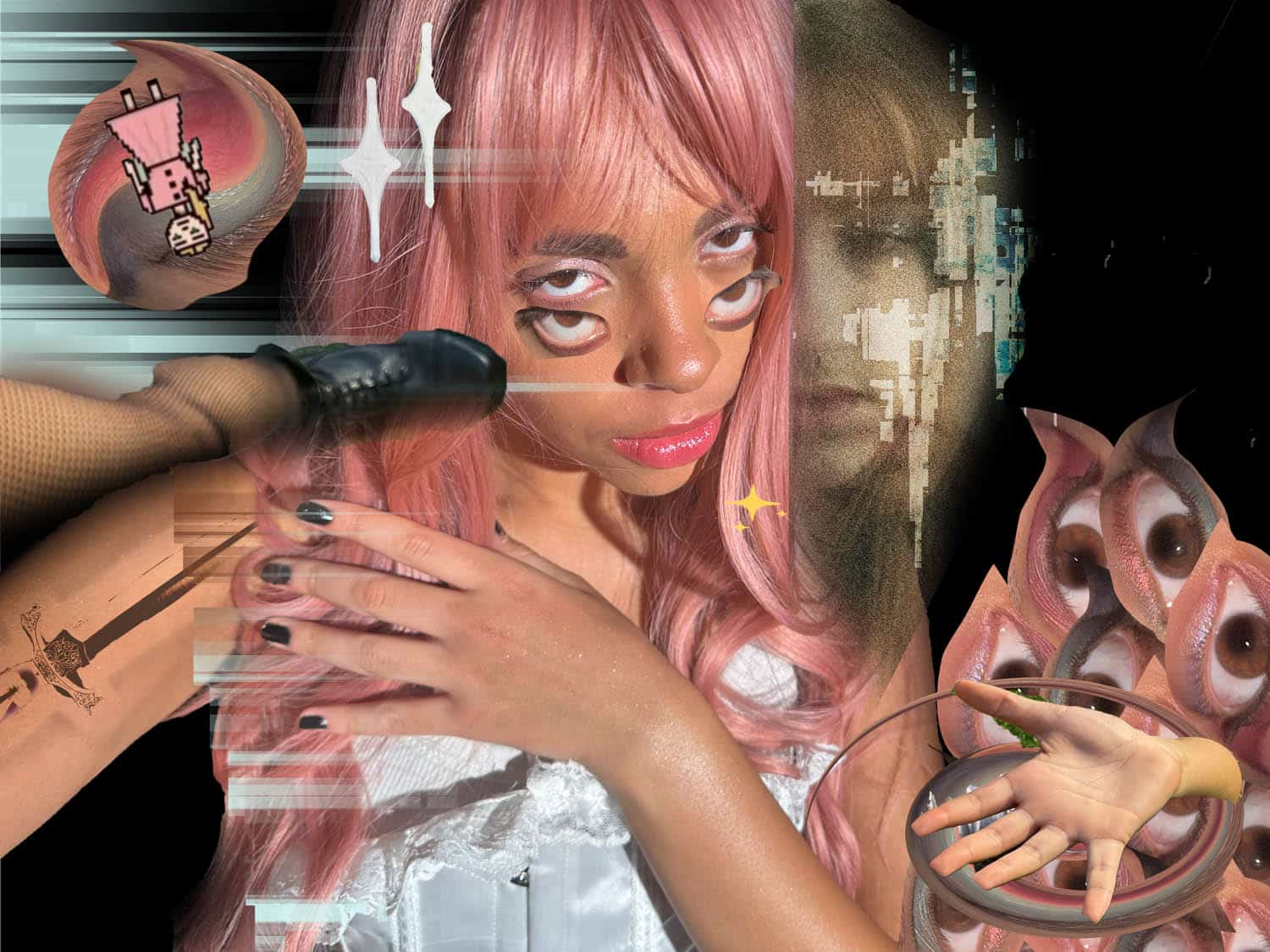 mix media (pinks HAir)mid way